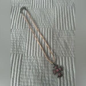 Elegant Pink Celtic Cross Pendant Necklace